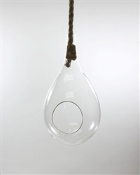 Giant 16" Glass Tear Drop Plant Orb/Terrarium with Rope Hanger